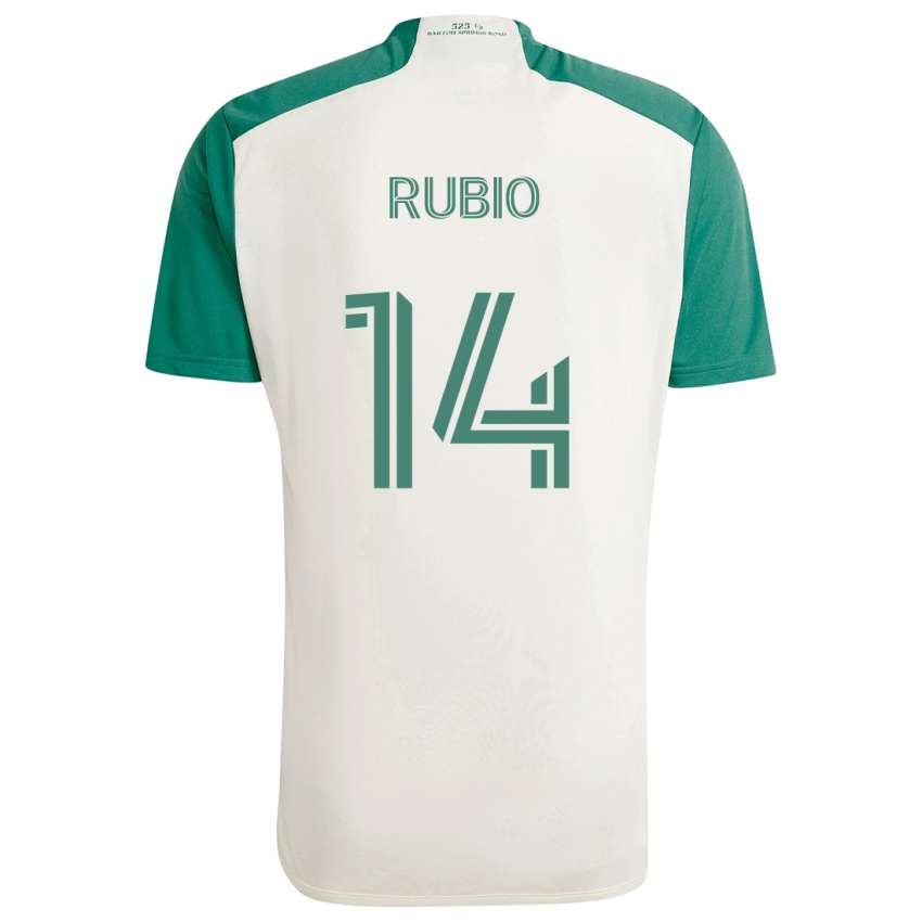 Niño Camiseta Diego Rubio #14 Colores Tostados Verde 2ª Equipación 2024/25 La Camisa Argentina