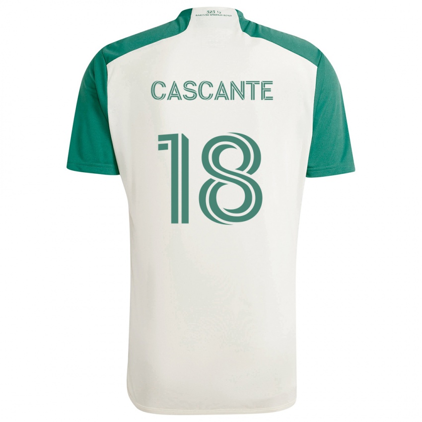 Niño Camiseta Julio Cascante #18 Colores Tostados Verde 2ª Equipación 2024/25 La Camisa Argentina