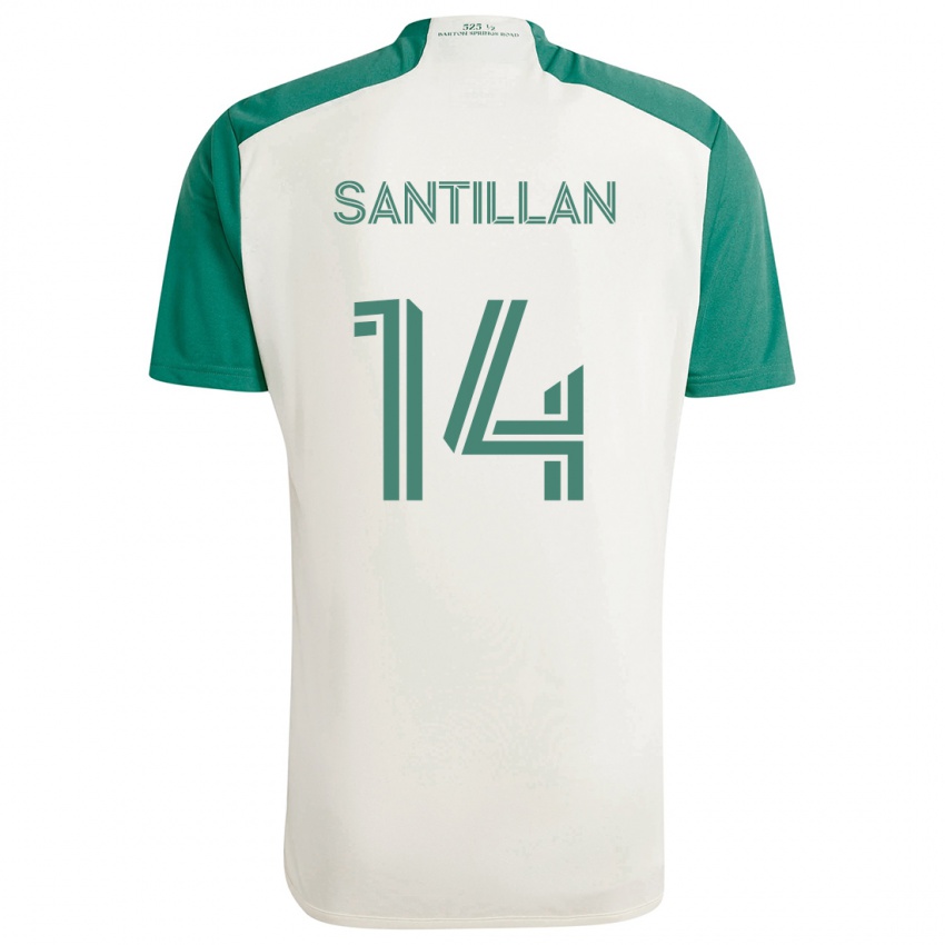 Niño Camiseta Jonathan Santillan #14 Colores Tostados Verde 2ª Equipación 2024/25 La Camisa Argentina