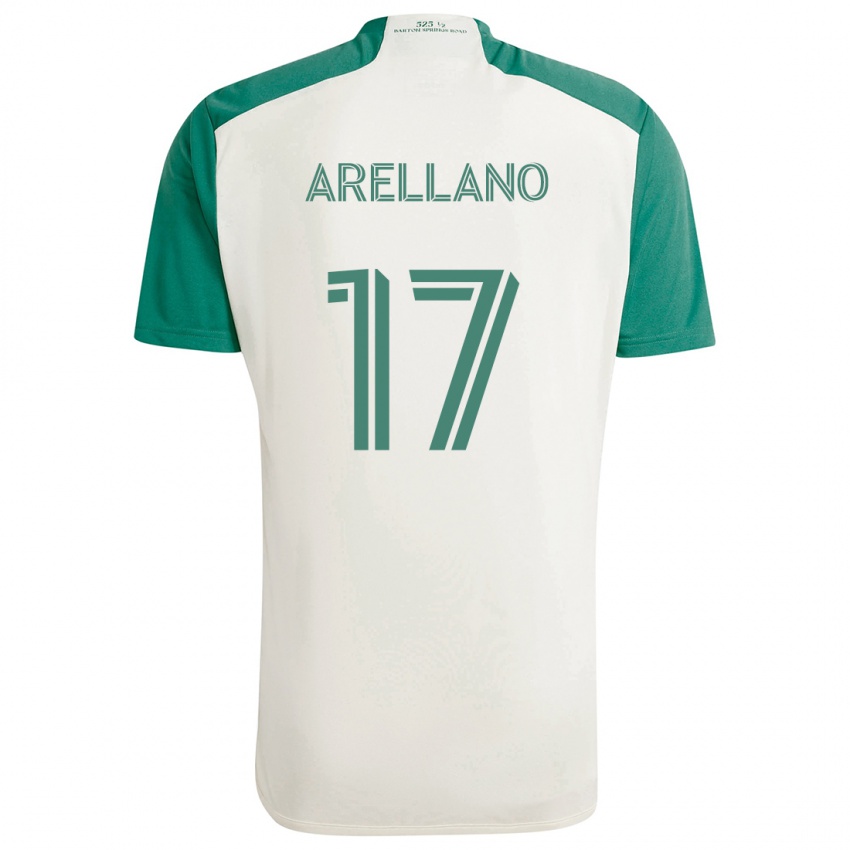 Niño Camiseta Bryan Arellano #17 Colores Tostados Verde 2ª Equipación 2024/25 La Camisa Argentina