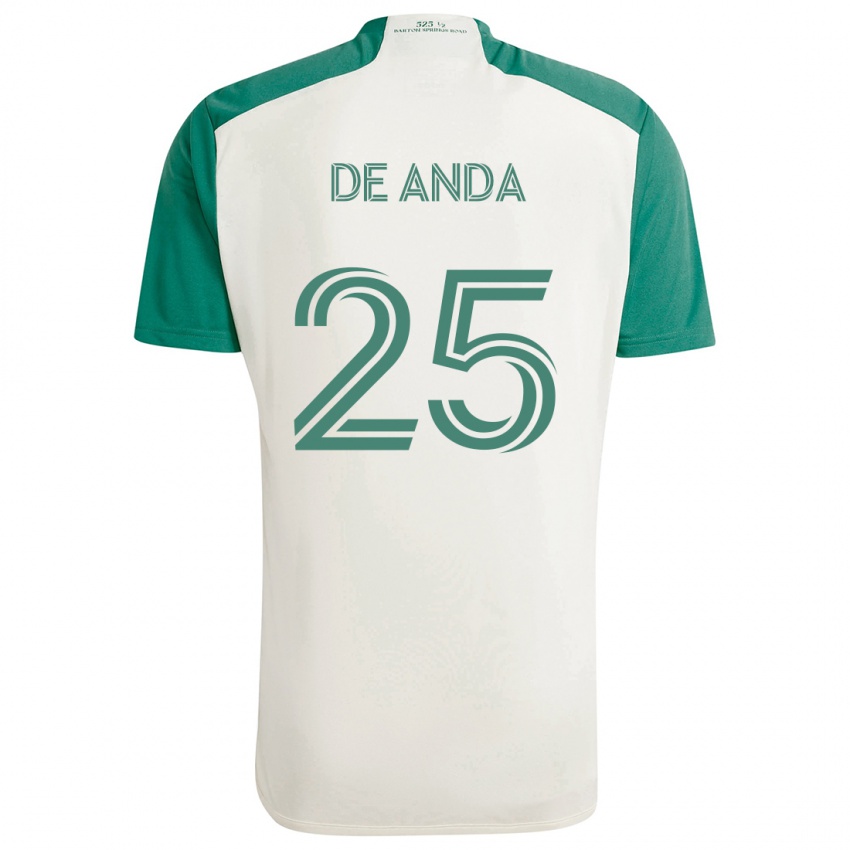 Niño Camiseta Anthony De Anda #25 Colores Tostados Verde 2ª Equipación 2024/25 La Camisa Argentina