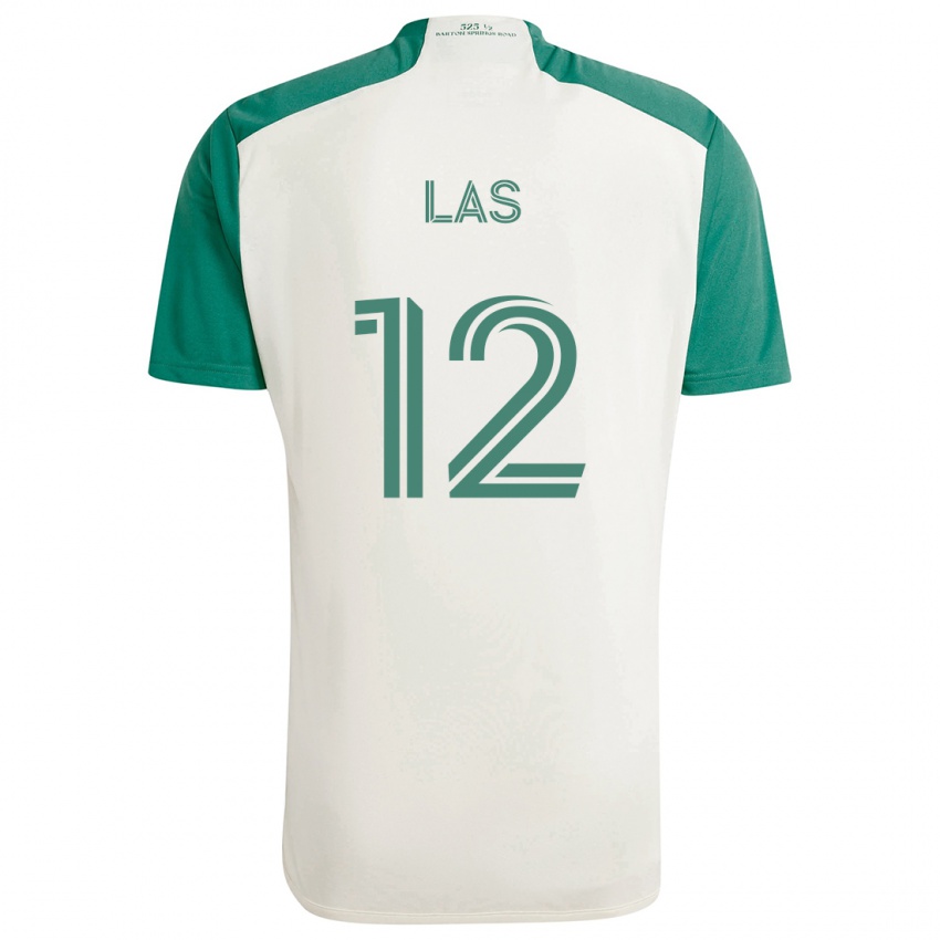 Niño Camiseta Damian Las #12 Colores Tostados Verde 2ª Equipación 2024/25 La Camisa Argentina