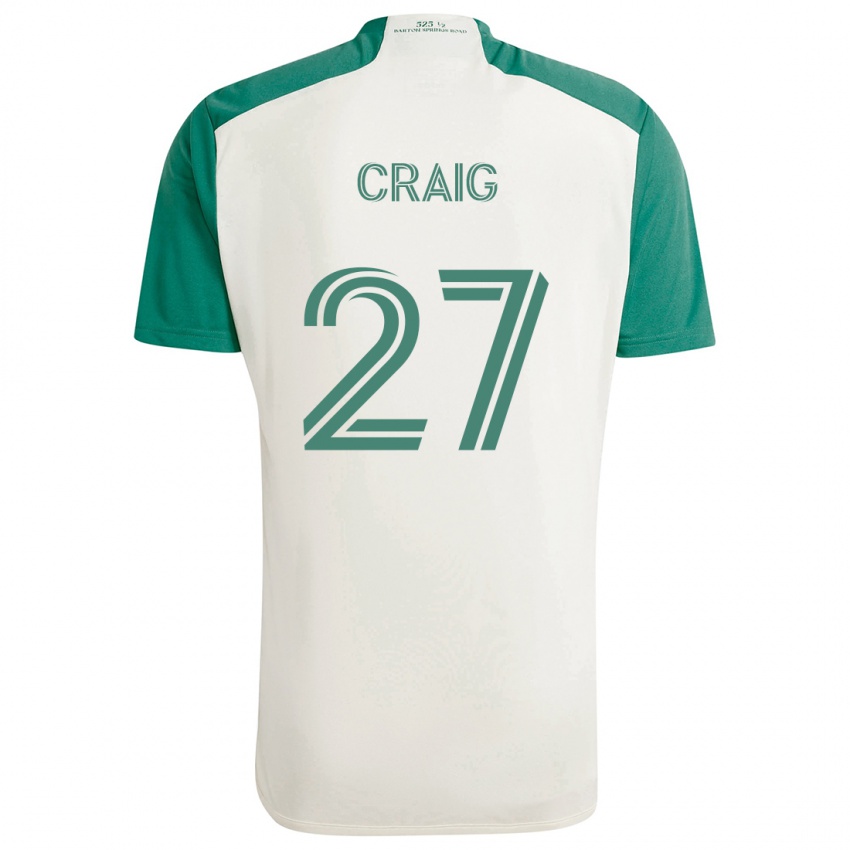 Niño Camiseta Brandan Craig #27 Colores Tostados Verde 2ª Equipación 2024/25 La Camisa Argentina