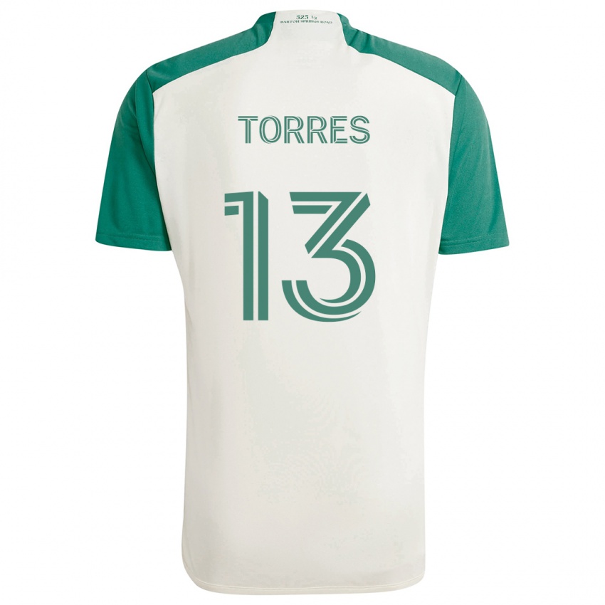 Niño Camiseta Leo Torres #13 Colores Tostados Verde 2ª Equipación 2024/25 La Camisa Argentina