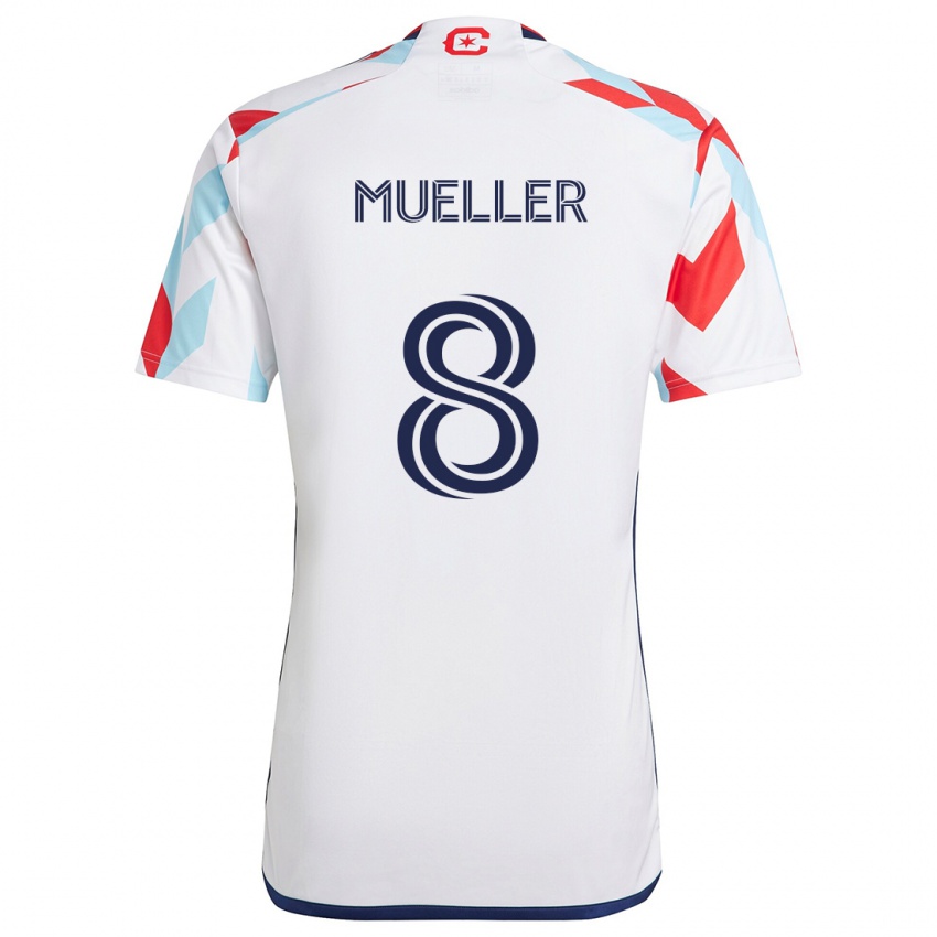 Niño Camiseta Chris Mueller #8 Blanco Rojo Azul 2ª Equipación 2024/25 La Camisa Argentina