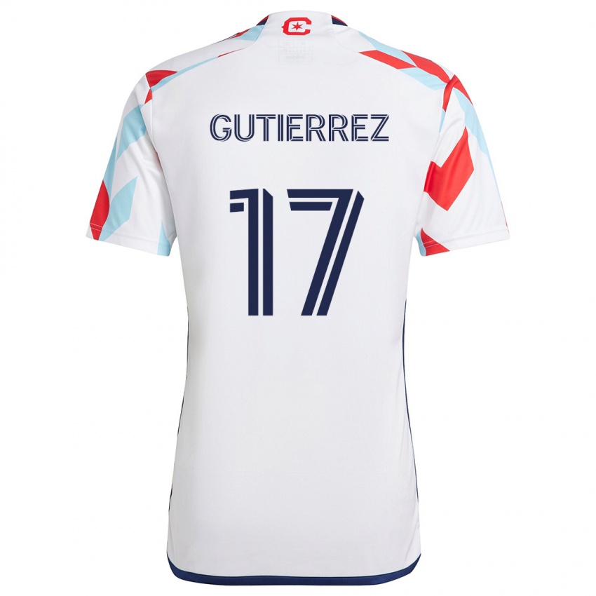 Niño Camiseta Brian Gutiérrez #17 Blanco Rojo Azul 2ª Equipación 2024/25 La Camisa Argentina