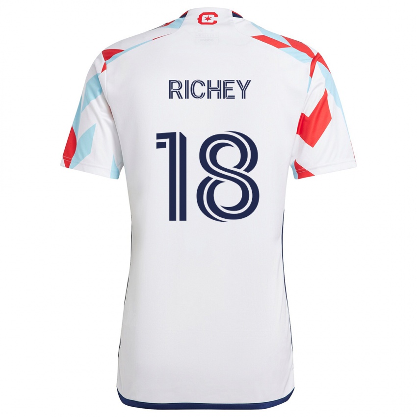 Niño Camiseta Spencer Richey #18 Blanco Rojo Azul 2ª Equipación 2024/25 La Camisa Argentina