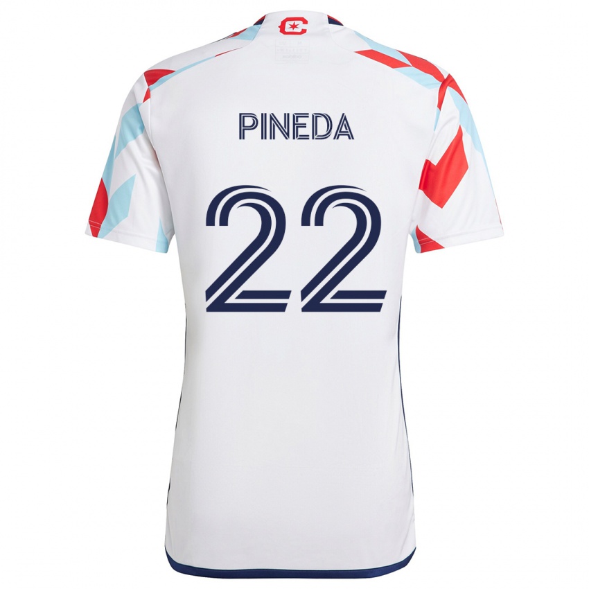 Niño Camiseta Mauricio Pineda #22 Blanco Rojo Azul 2ª Equipación 2024/25 La Camisa Argentina