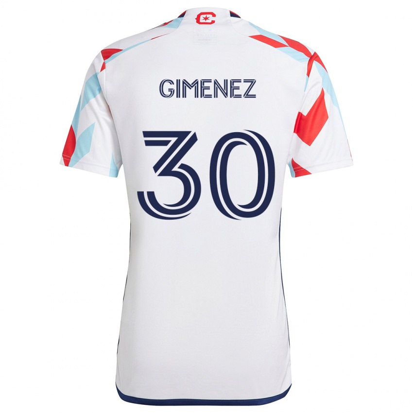 Niño Camiseta Gastón Giménez #30 Blanco Rojo Azul 2ª Equipación 2024/25 La Camisa Argentina