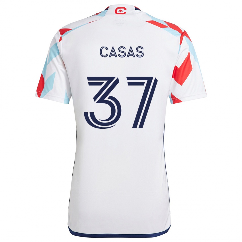 Niño Camiseta Javier Casas #37 Blanco Rojo Azul 2ª Equipación 2024/25 La Camisa Argentina