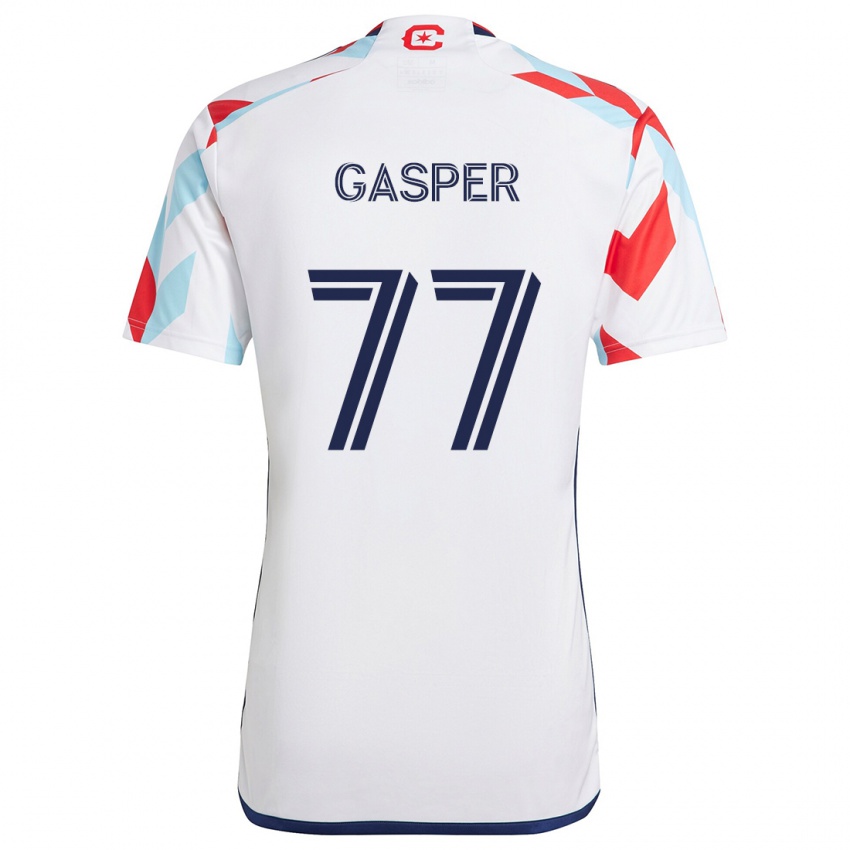 Niño Camiseta Chase Gasper #77 Blanco Rojo Azul 2ª Equipación 2024/25 La Camisa Argentina