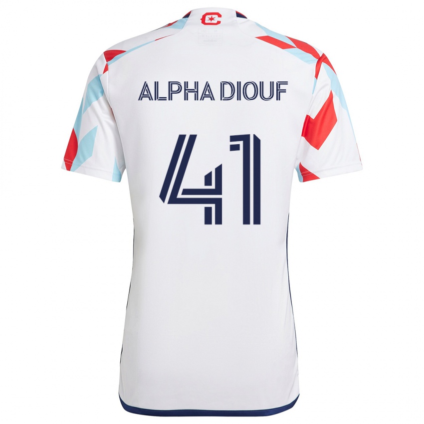 Niño Camiseta Jean Alpha Diouf #41 Blanco Rojo Azul 2ª Equipación 2024/25 La Camisa Argentina