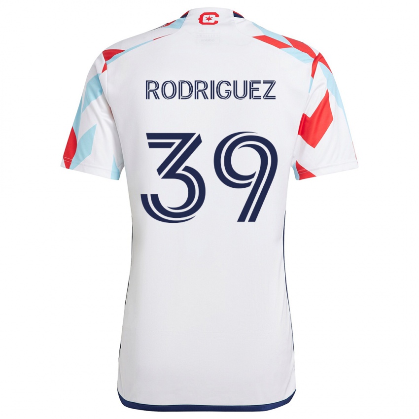 Niño Camiseta Allan Rodriguez #39 Blanco Rojo Azul 2ª Equipación 2024/25 La Camisa Argentina