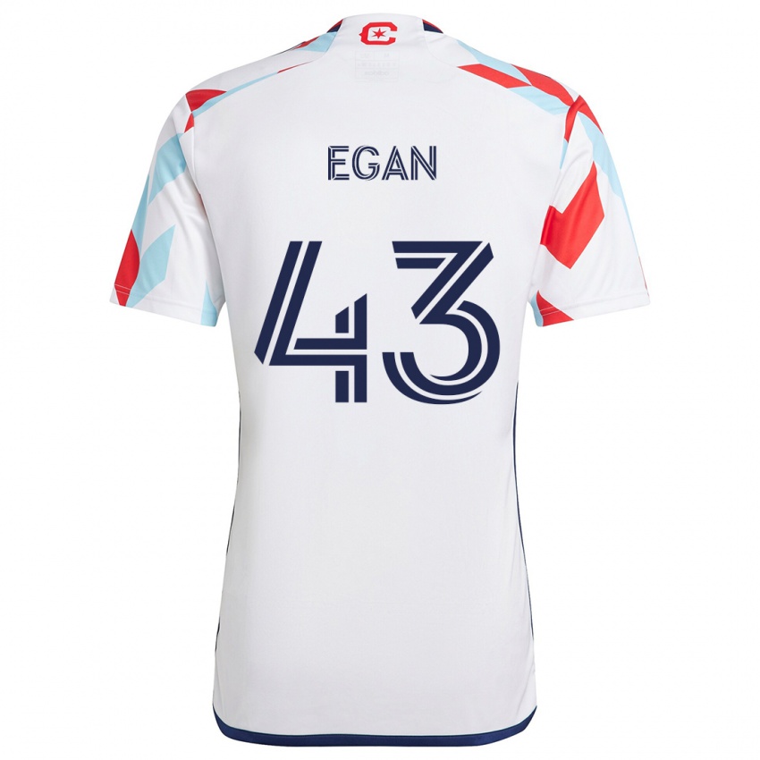 Niño Camiseta Noah Egan #43 Blanco Rojo Azul 2ª Equipación 2024/25 La Camisa Argentina