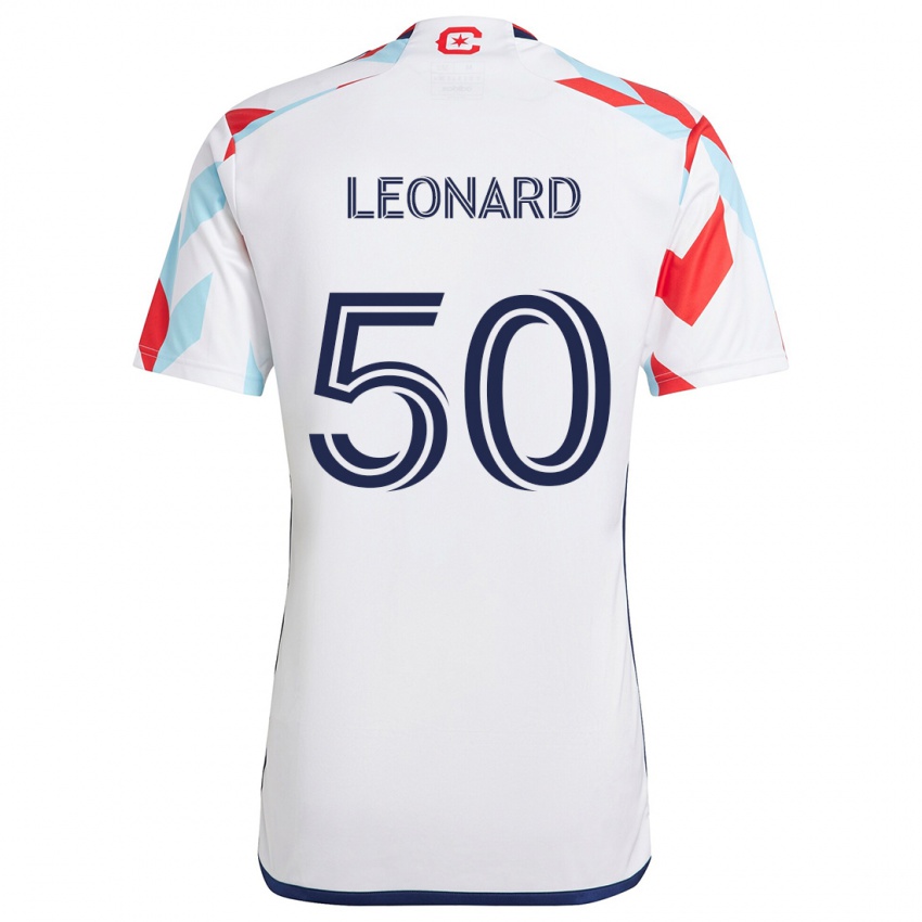 Niño Camiseta Eric Leonard #50 Blanco Rojo Azul 2ª Equipación 2024/25 La Camisa Argentina