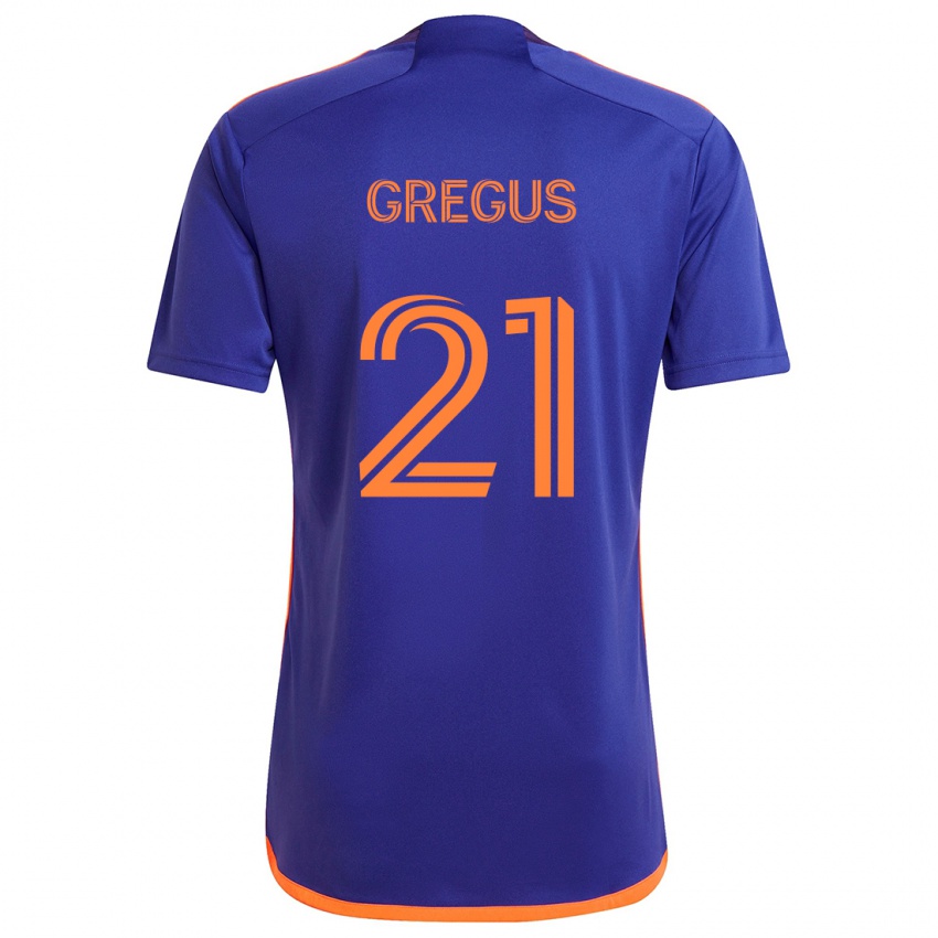 Niño Camiseta Ján Gregus #21 Púrpura Naranja 2ª Equipación 2024/25 La Camisa Argentina