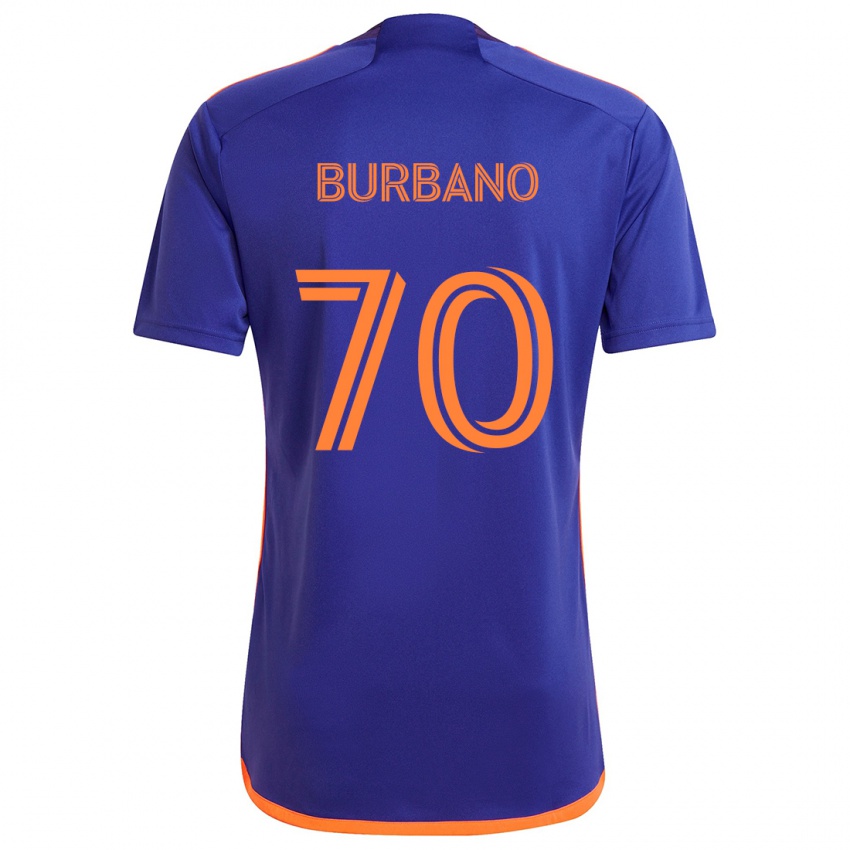 Niño Camiseta Jordy Burbano #70 Púrpura Naranja 2ª Equipación 2024/25 La Camisa Argentina