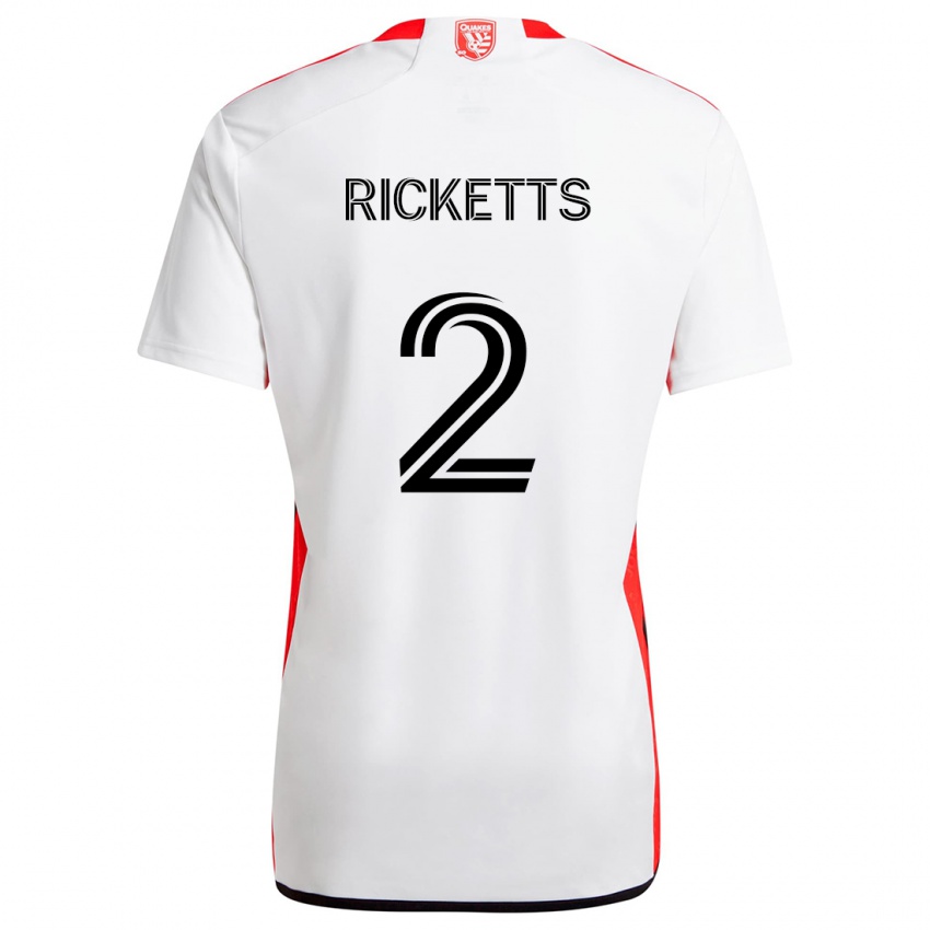 Niño Camiseta Jamar Ricketts #2 Blanco Rojo 2ª Equipación 2024/25 La Camisa Argentina