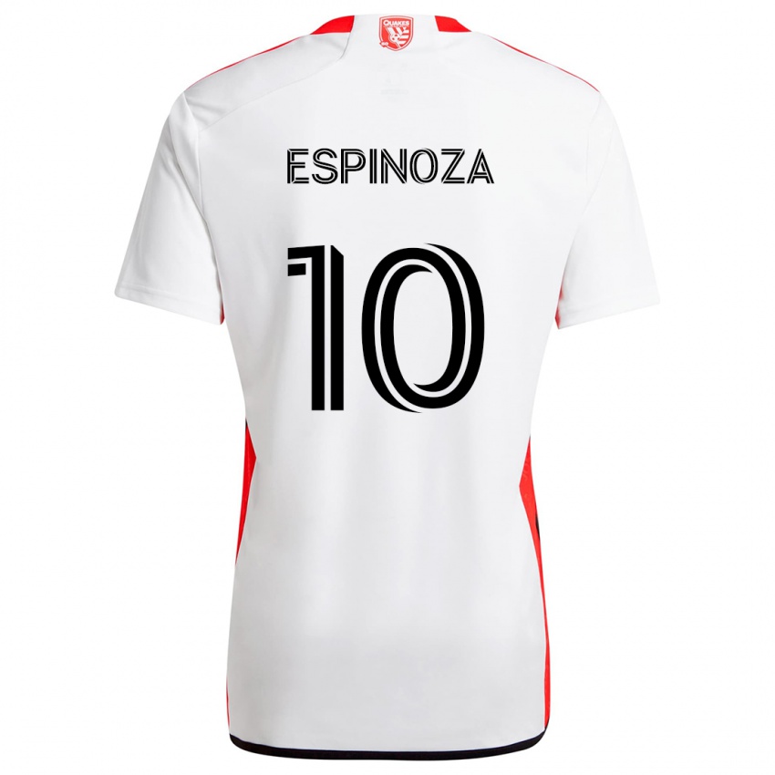 Niño Camiseta Cristian Espinoza #10 Blanco Rojo 2ª Equipación 2024/25 La Camisa Argentina