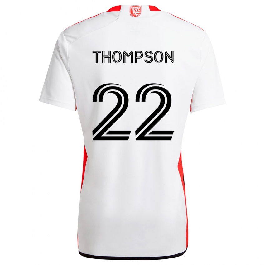 Niño Camiseta Tommy Thompson #22 Blanco Rojo 2ª Equipación 2024/25 La Camisa Argentina