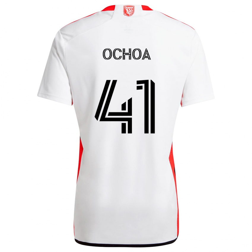 Niño Camiseta Emmanuel Ochoa #41 Blanco Rojo 2ª Equipación 2024/25 La Camisa Argentina