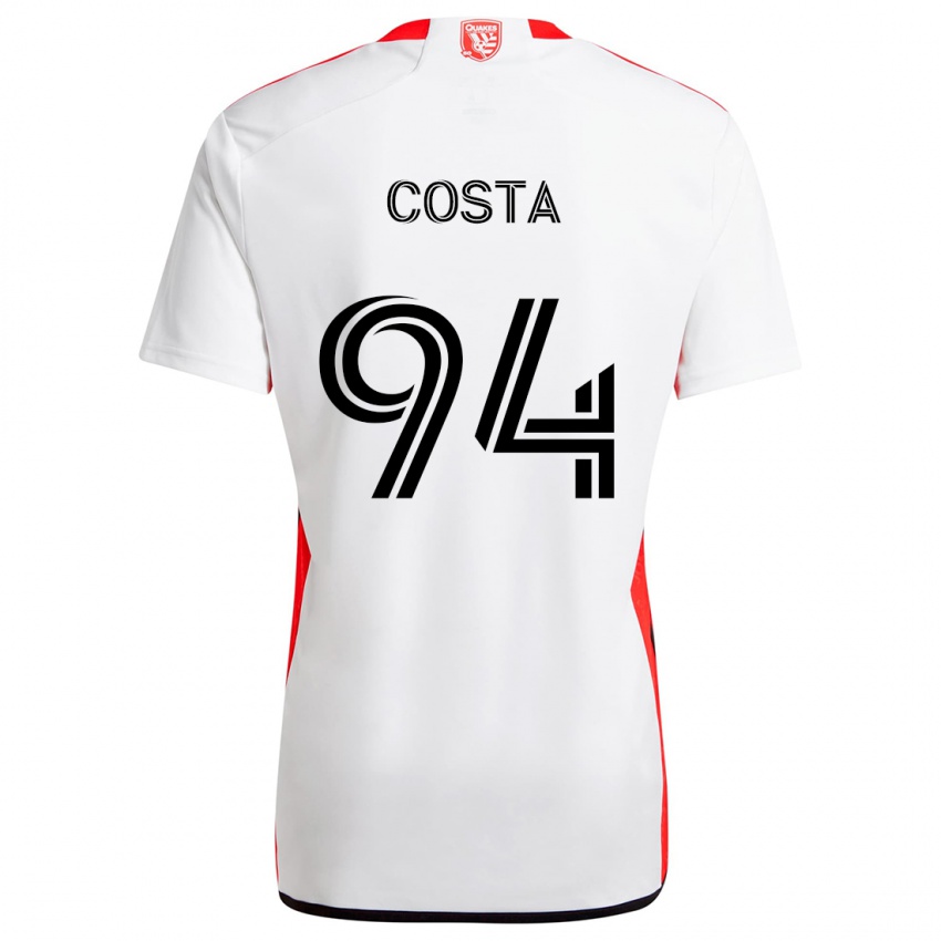 Niño Camiseta Vítor Costa #94 Blanco Rojo 2ª Equipación 2024/25 La Camisa Argentina