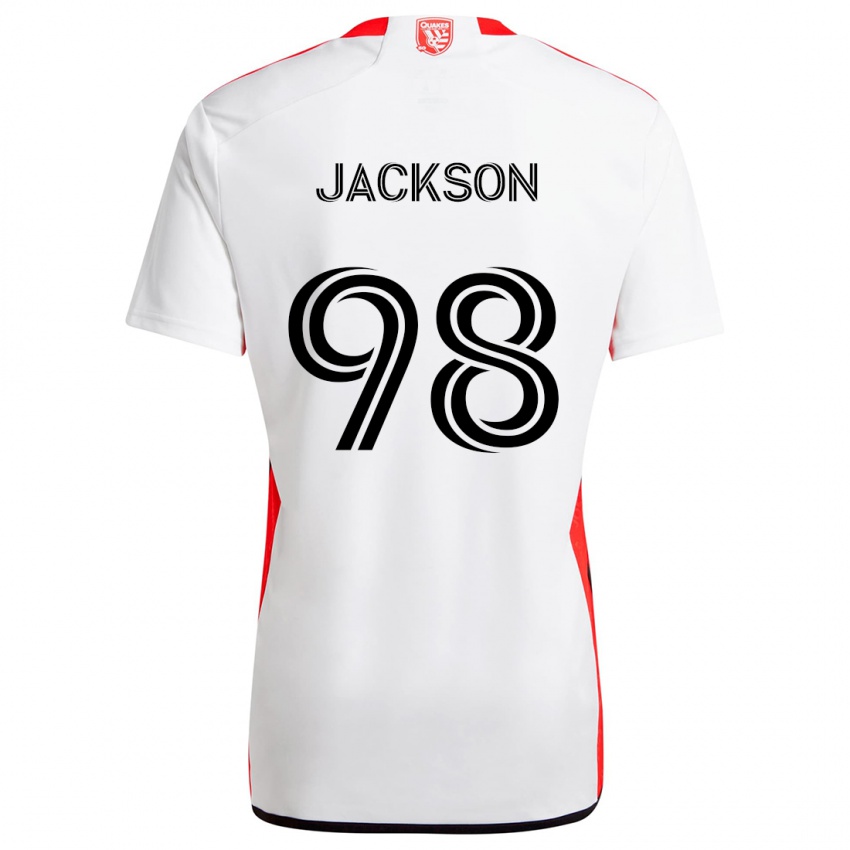 Niño Camiseta Jacob Jackson #98 Blanco Rojo 2ª Equipación 2024/25 La Camisa Argentina