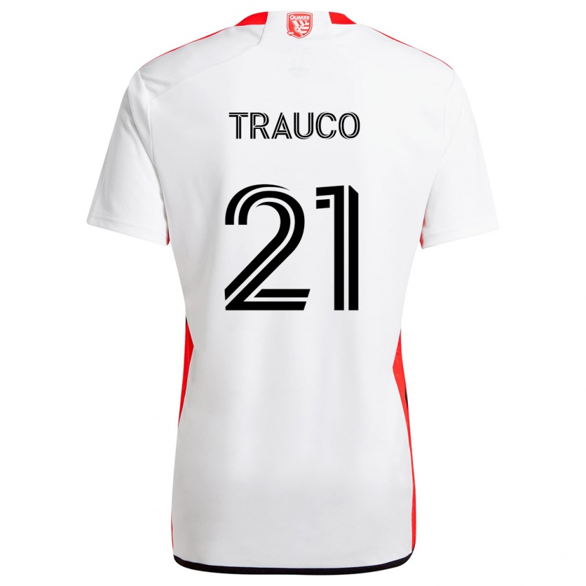 Niño Camiseta Miguel Trauco #21 Blanco Rojo 2ª Equipación 2024/25 La Camisa Argentina