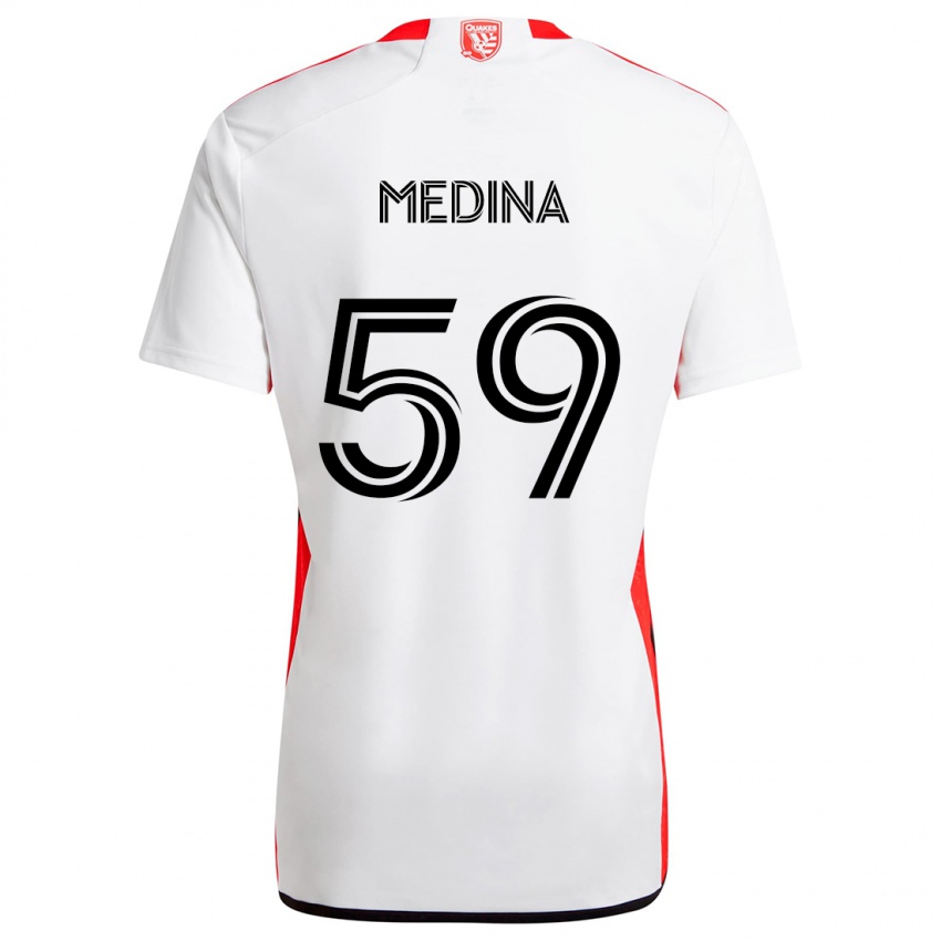 Niño Camiseta Cruz Medina #59 Blanco Rojo 2ª Equipación 2024/25 La Camisa Argentina