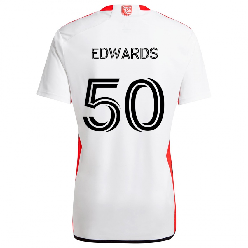 Niño Camiseta Aaron Edwards #50 Blanco Rojo 2ª Equipación 2024/25 La Camisa Argentina