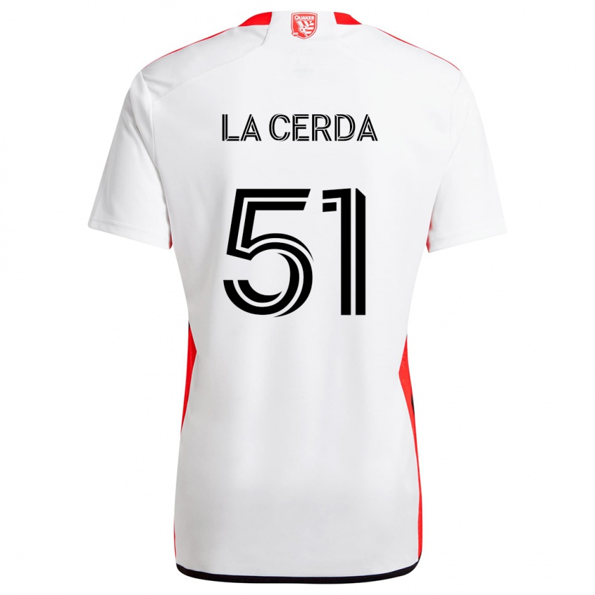 Niño Camiseta Eric De La Cerda #51 Blanco Rojo 2ª Equipación 2024/25 La Camisa Argentina