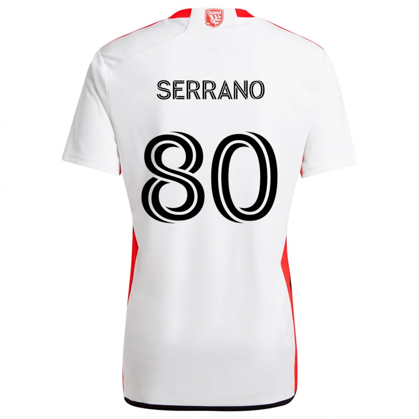 Niño Camiseta David Serrano #80 Blanco Rojo 2ª Equipación 2024/25 La Camisa Argentina