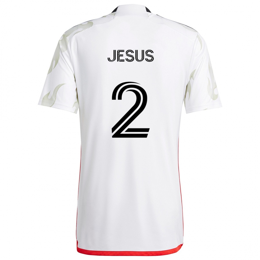 Niño Camiseta Geovane Jesus #2 Blanco Rojo Negro 2ª Equipación 2024/25 La Camisa Argentina