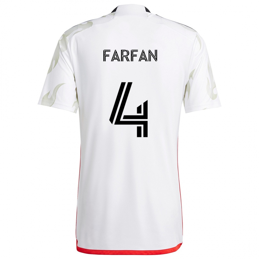 Niño Camiseta Marco Farfán #4 Blanco Rojo Negro 2ª Equipación 2024/25 La Camisa Argentina