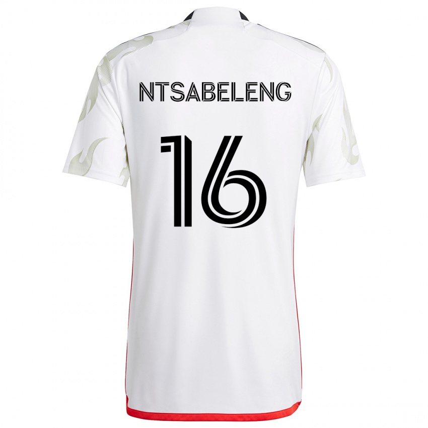 Niño Camiseta Tsiki Ntsabeleng #16 Blanco Rojo Negro 2ª Equipación 2024/25 La Camisa Argentina