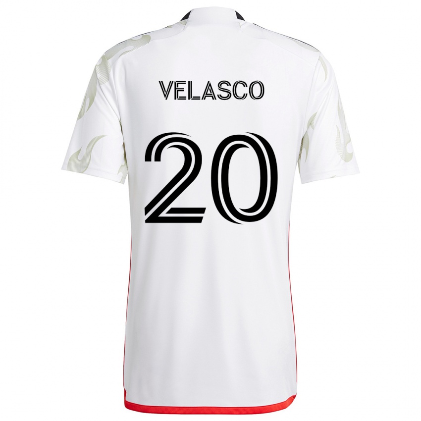 Niño Camiseta Alan Velasco #20 Blanco Rojo Negro 2ª Equipación 2024/25 La Camisa Argentina