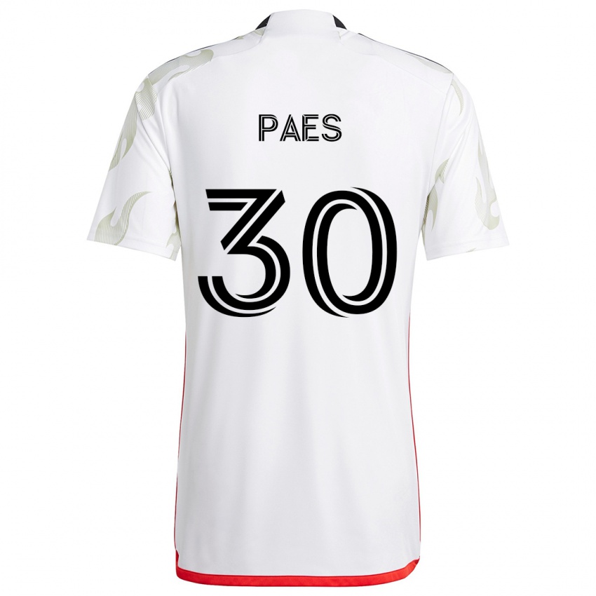 Niño Camiseta Maarten Paes #30 Blanco Rojo Negro 2ª Equipación 2024/25 La Camisa Argentina