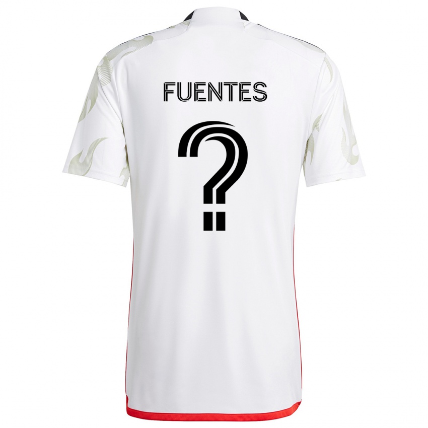 Niño Camiseta Josue Fuentes #0 Blanco Rojo Negro 2ª Equipación 2024/25 La Camisa Argentina