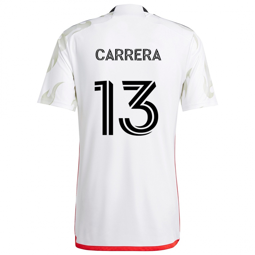 Niño Camiseta Antonio Carrera #13 Blanco Rojo Negro 2ª Equipación 2024/25 La Camisa Argentina