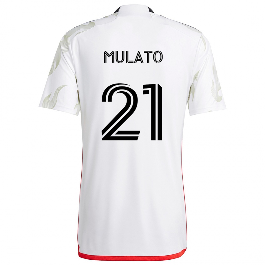 Niño Camiseta José Mulato #21 Blanco Rojo Negro 2ª Equipación 2024/25 La Camisa Argentina