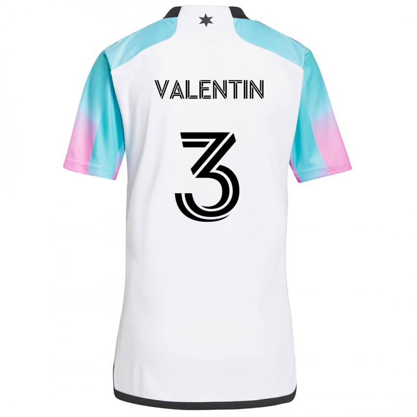 Niño Camiseta Zarek Valentin #3 Blanco Azul Negro 2ª Equipación 2024/25 La Camisa Argentina