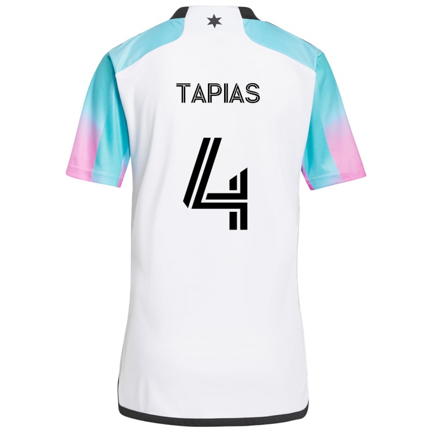 Niño Camiseta Miguel Tapias #4 Blanco Azul Negro 2ª Equipación 2024/25 La Camisa Argentina