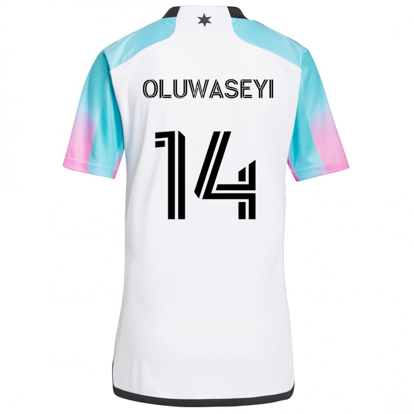 Niño Camiseta Tani Oluwaseyi #14 Blanco Azul Negro 2ª Equipación 2024/25 La Camisa Argentina