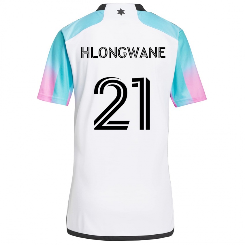 Niño Camiseta Bongokuhle Hlongwane #21 Blanco Azul Negro 2ª Equipación 2024/25 La Camisa Argentina