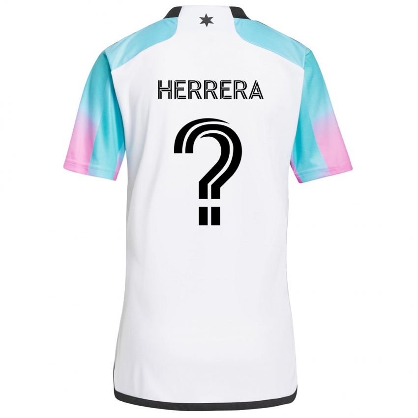 Niño Camiseta Oscar Herrera #0 Blanco Azul Negro 2ª Equipación 2024/25 La Camisa Argentina