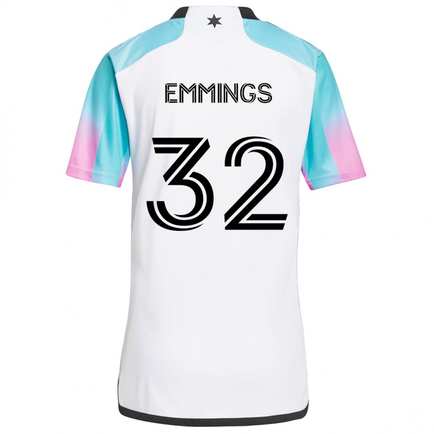 Niño Camiseta Fred Emmings #32 Blanco Azul Negro 2ª Equipación 2024/25 La Camisa Argentina