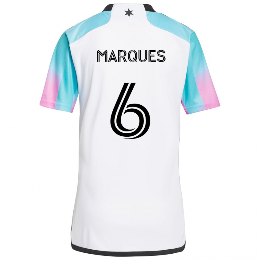 Niño Camiseta Mikael Marqués #6 Blanco Azul Negro 2ª Equipación 2024/25 La Camisa Argentina