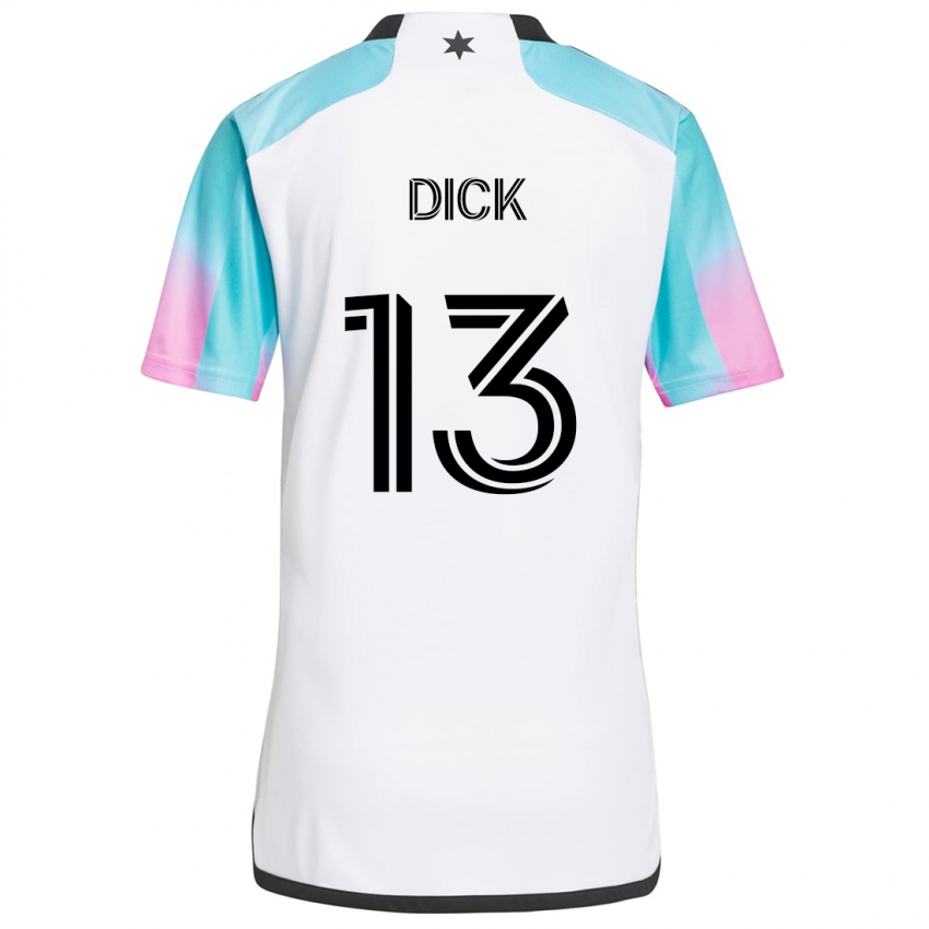 Niño Camiseta Eric Dick #13 Blanco Azul Negro 2ª Equipación 2024/25 La Camisa Argentina