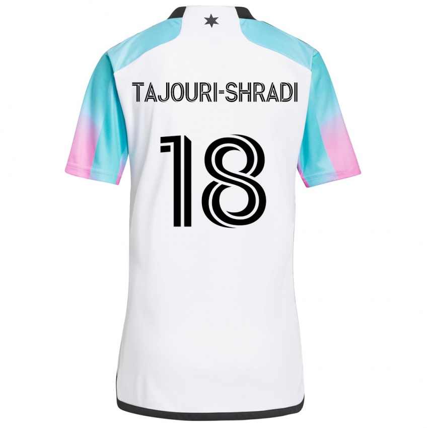 Niño Camiseta Ismael Tajouri-Shradi #18 Blanco Azul Negro 2ª Equipación 2024/25 La Camisa Argentina