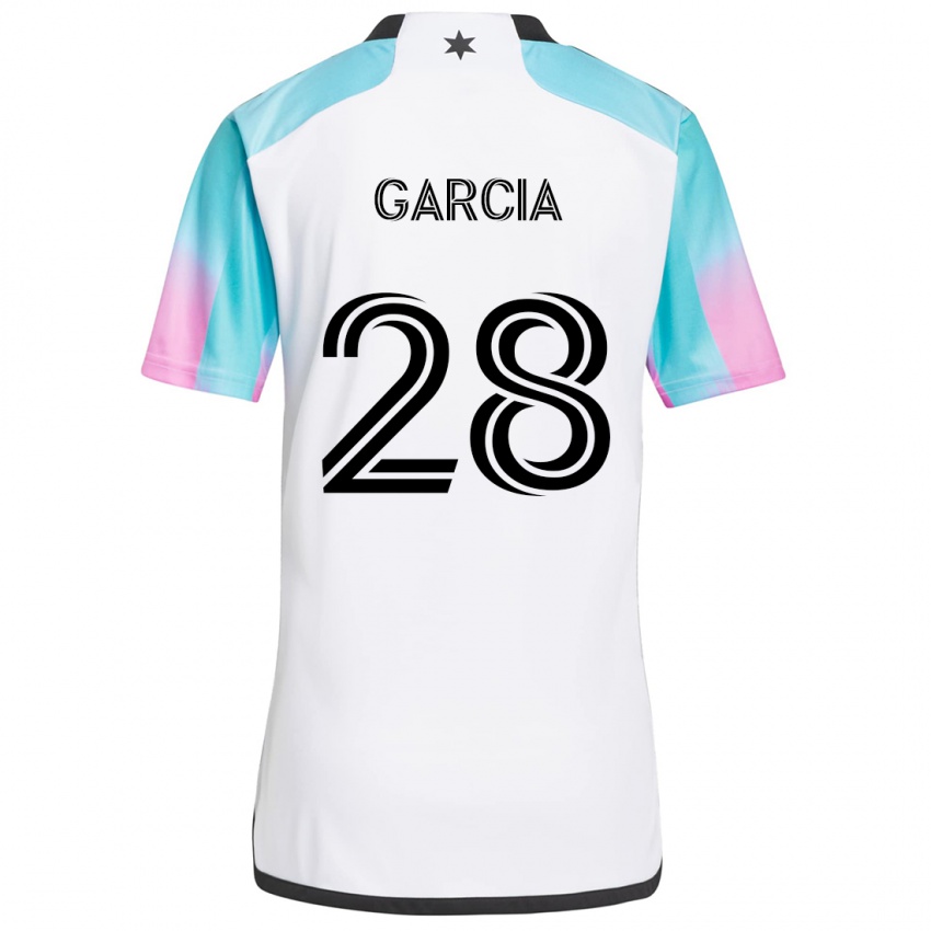 Niño Camiseta Mender García #28 Blanco Azul Negro 2ª Equipación 2024/25 La Camisa Argentina